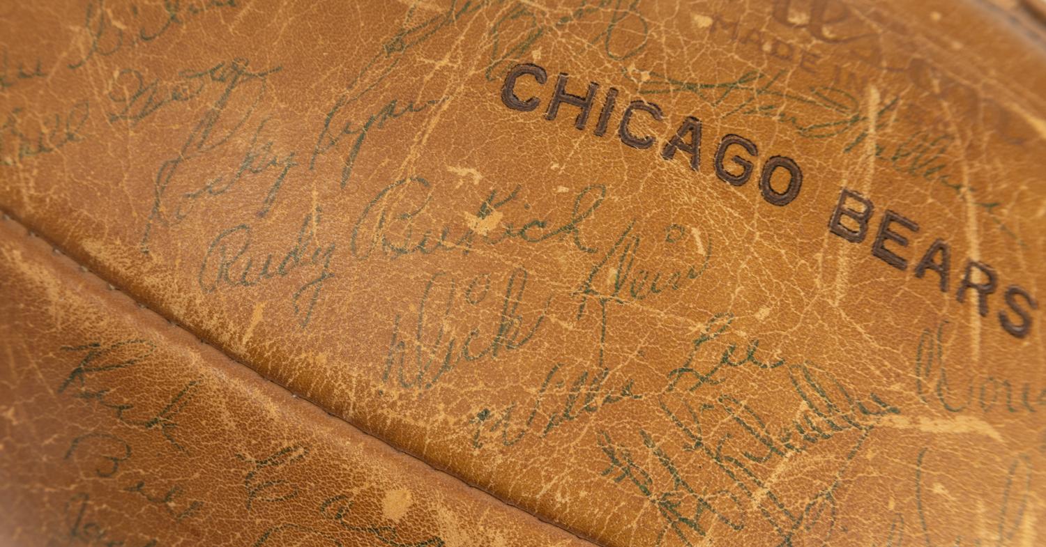 A 1958 Chicago Bears Team Signed Football Featuring Wille Gallimore, Chuck Howley, Bill George and Doug Atkins (Beckett Authentication Services Letter)