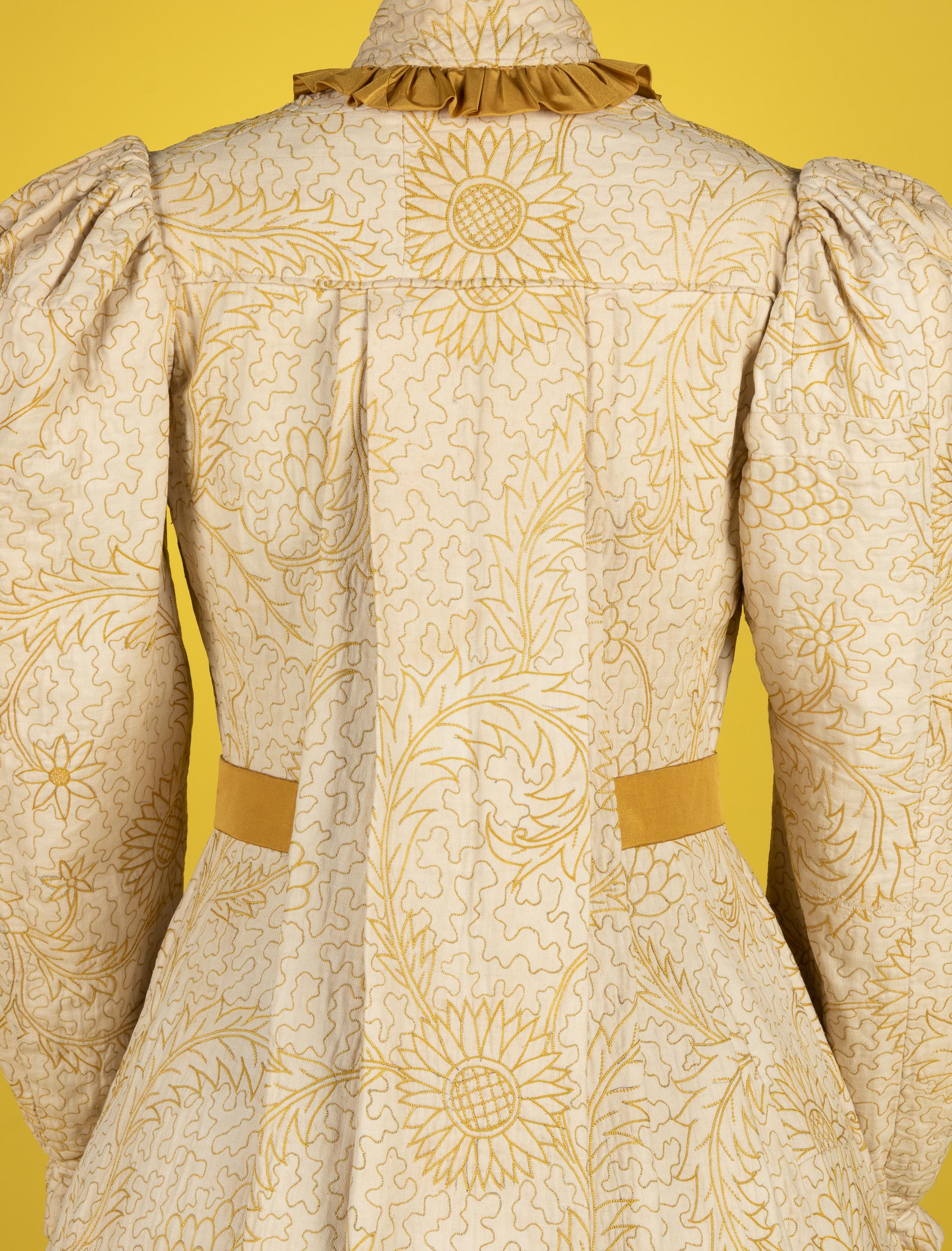 Embroidered White Cotton Wrapper, 1880