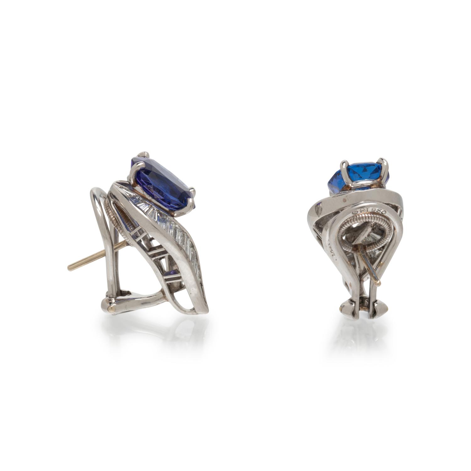 PLATINUM, TANZANITE, AND DIAMOND EARRINGS