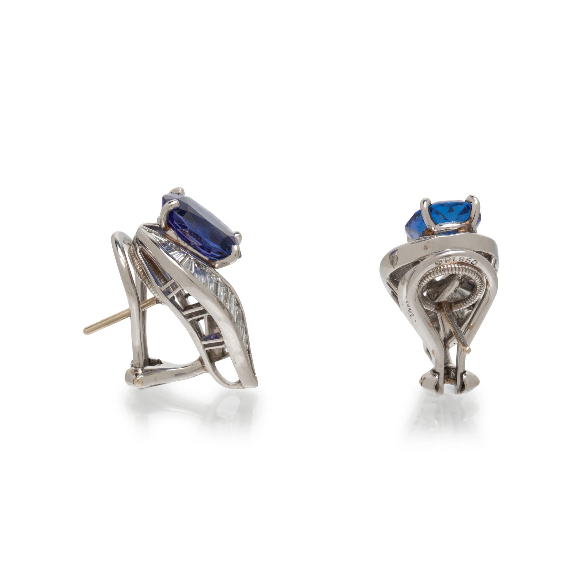 PLATINUM, TANZANITE, AND DIAMOND EARRINGS