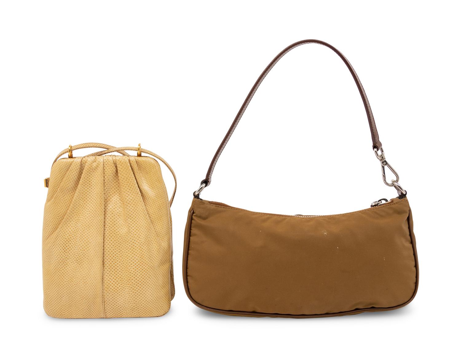 Prada Pochette and Judith Leiber Snakeskin Bag