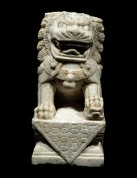 A Chinese Carved White Mable Figure of Fu Lion