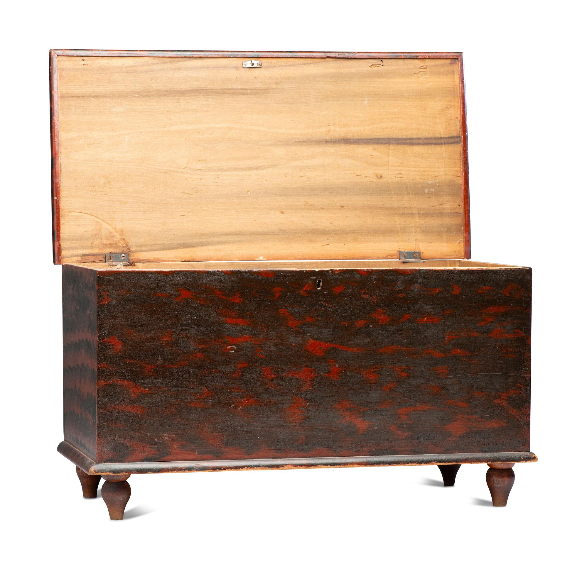 A Country Diminutive Grain Painted Poplar Blanket Chest