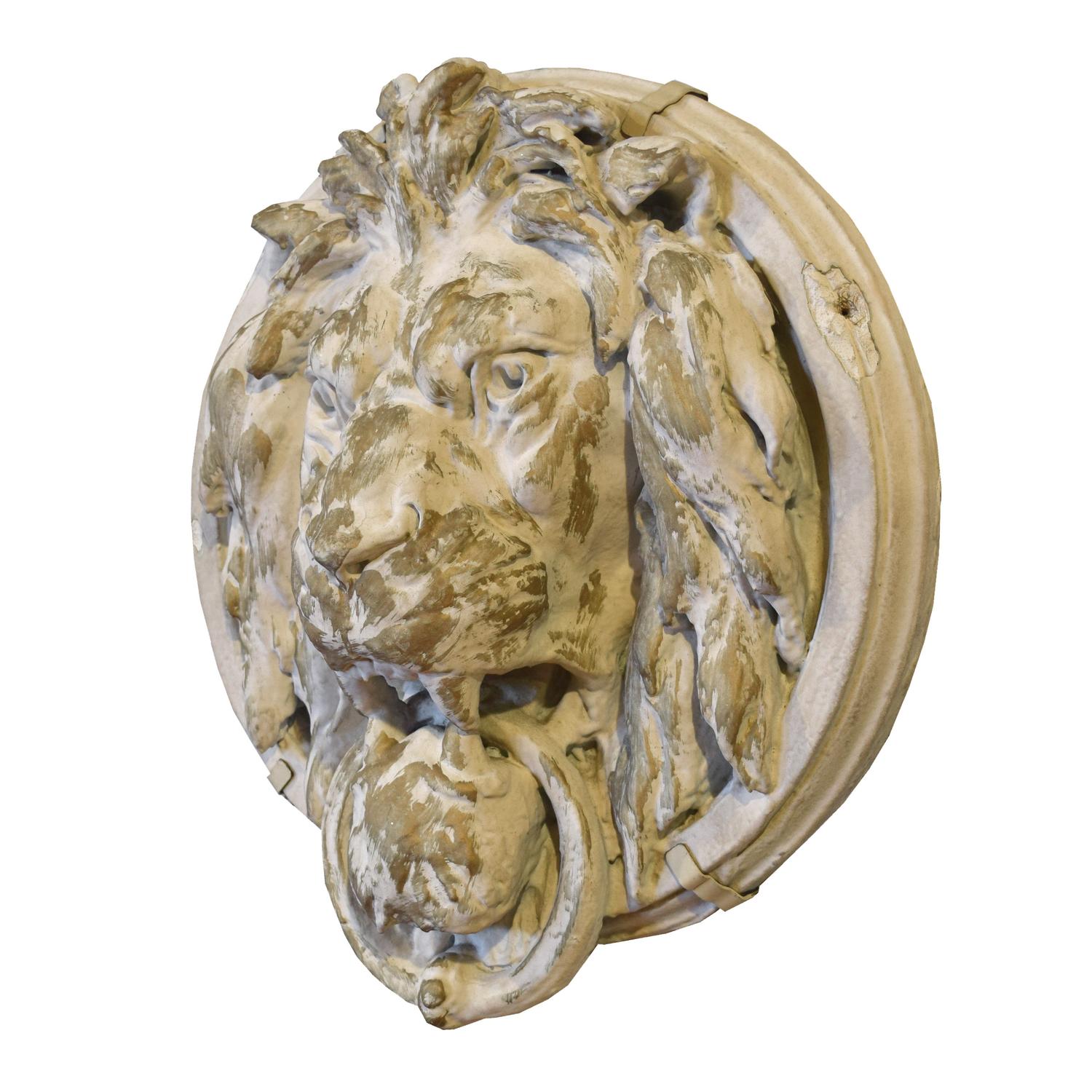 A Composition Lion Head from the Julian Theater, Chicago, IL. 17" W x 8.5" D x 20" H — United States, Circa 1909