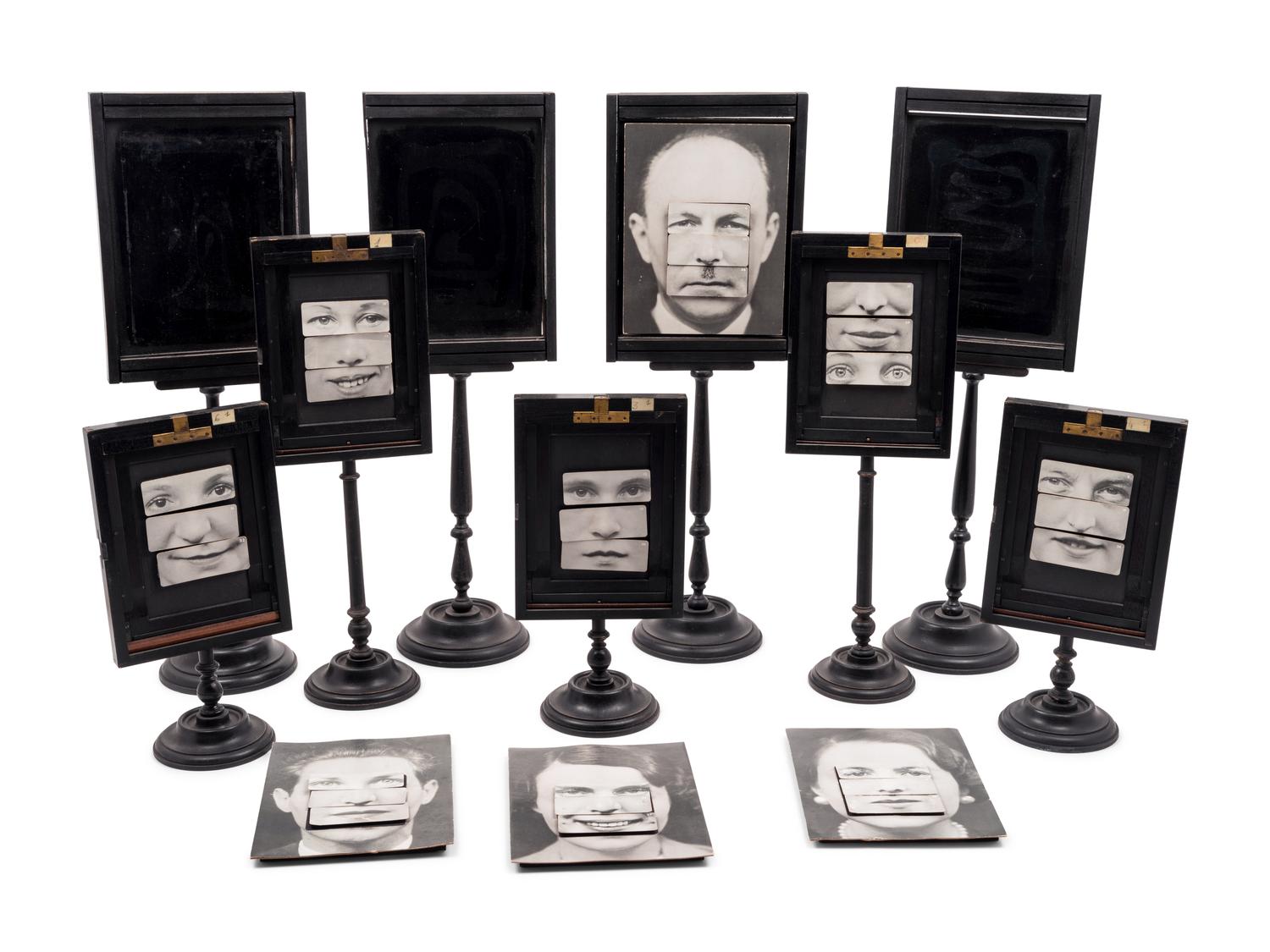 A Set of Nine Photographic Portraits Mounted on Ebonized Stands