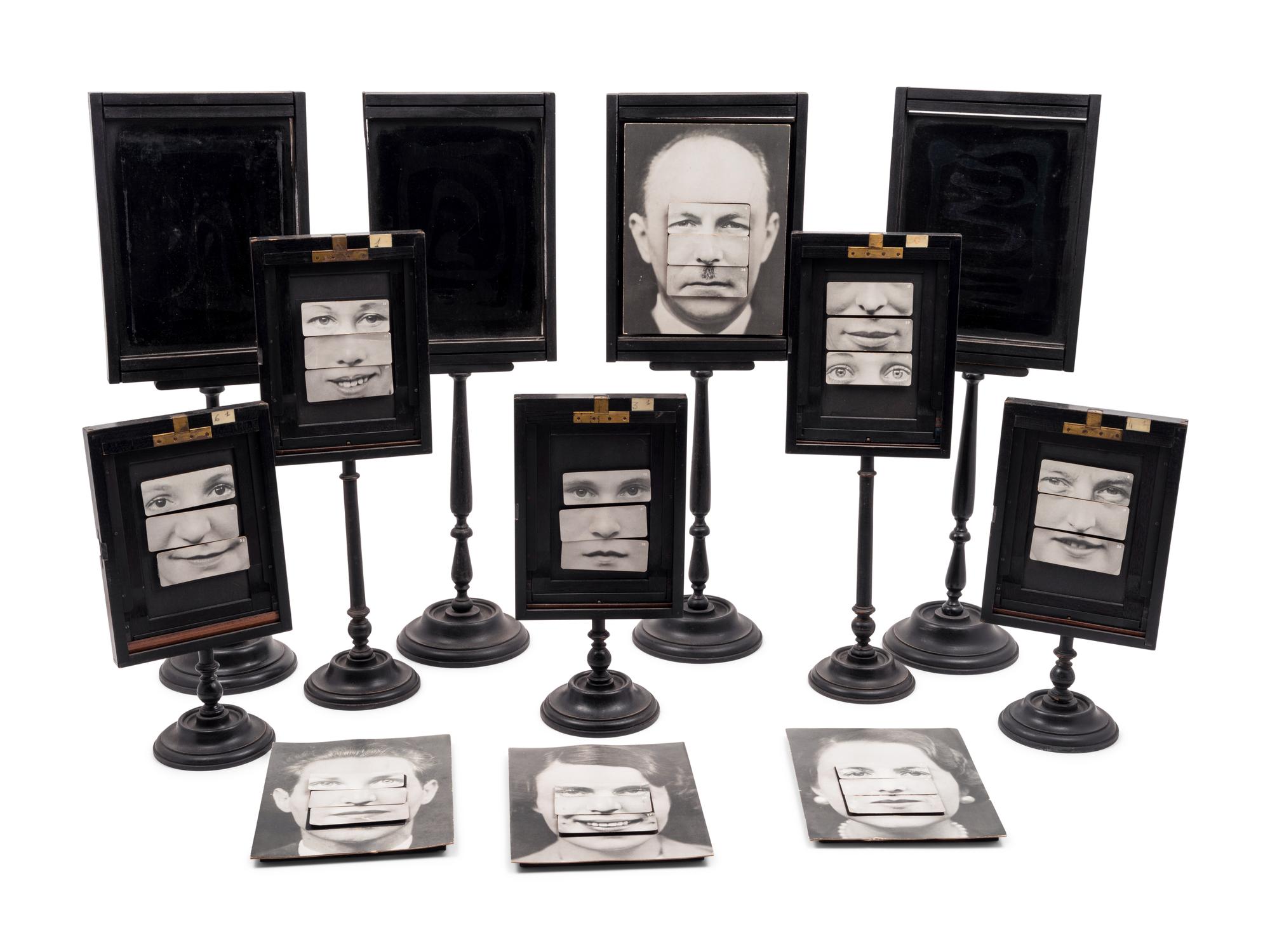 A Set of Nine Photographic Portraits Mounted on Ebonized Stands