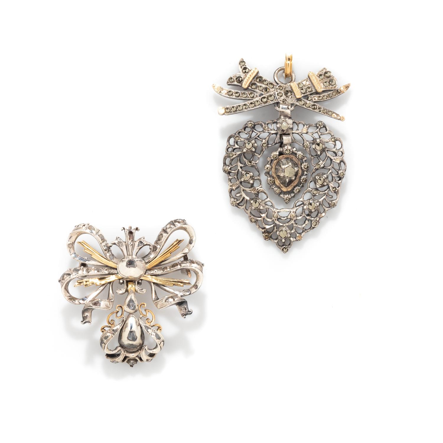 ANTIQUE, TWO BROOCHES