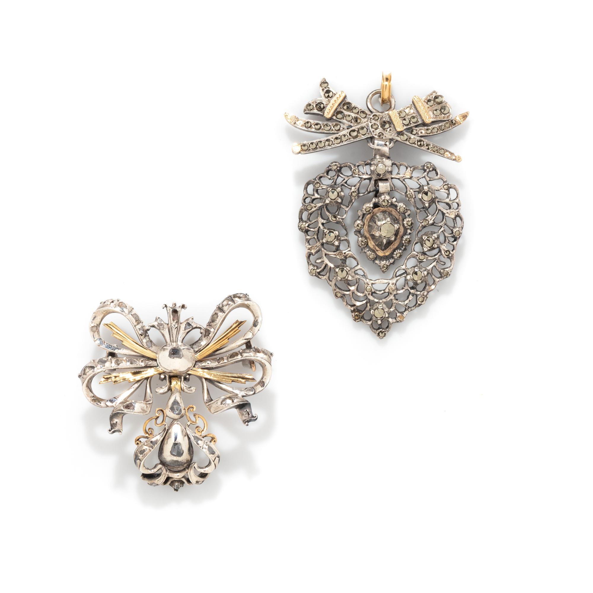 ANTIQUE, TWO BROOCHES
