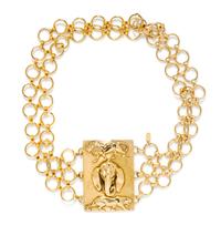A Christian Dior Goldtone Animal Motif Belt, 29"; Buckle: 2.75" x 3.75"