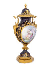 A Gilt Bronze-Mounted Sèvres Style Porcelain Urn