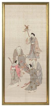 A Embroidered Silk Kesi Panel Height 37 3/4 x width 16 1/2 inches.