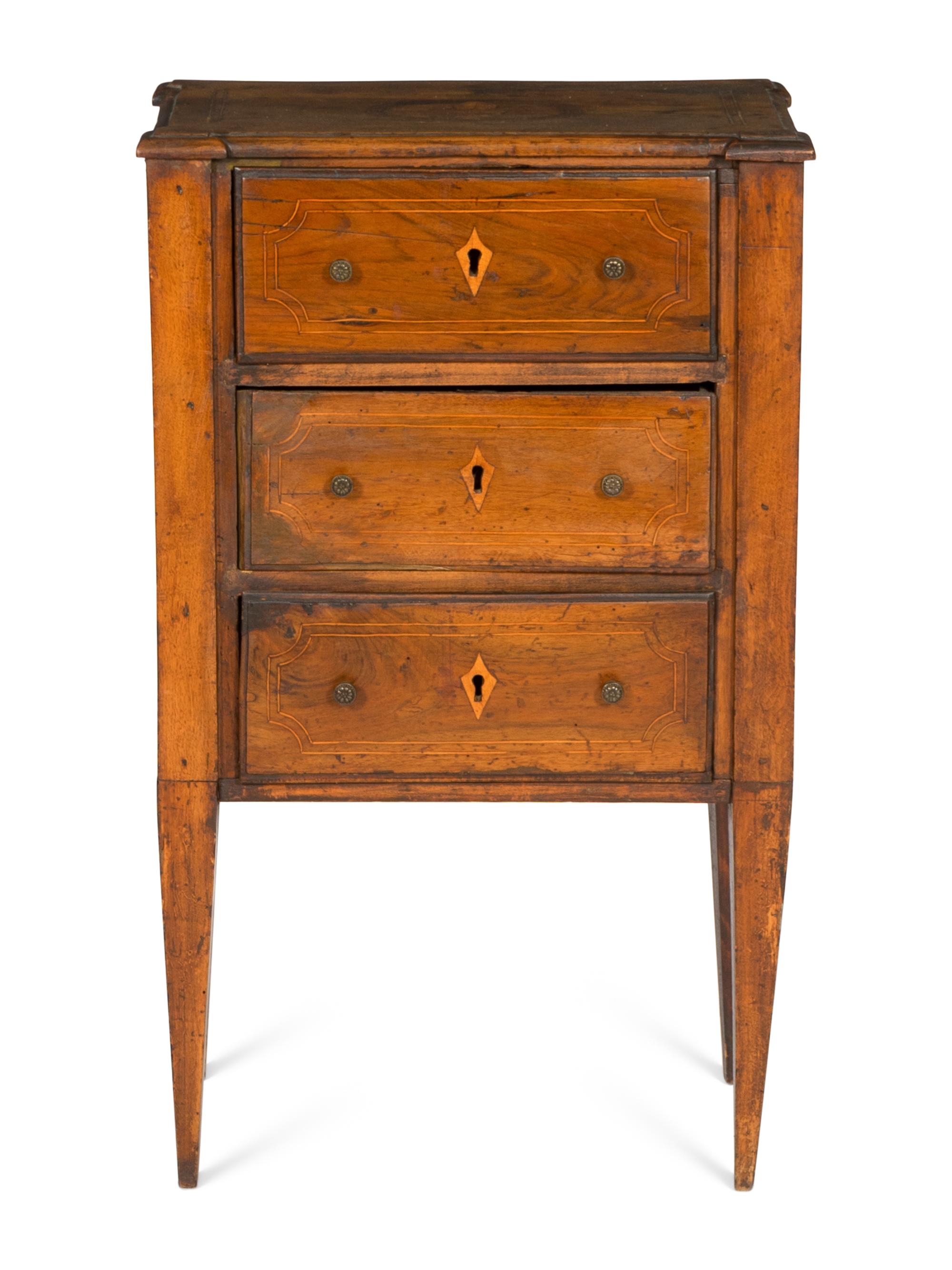 An Italian Walnut and Marquetry Commodino