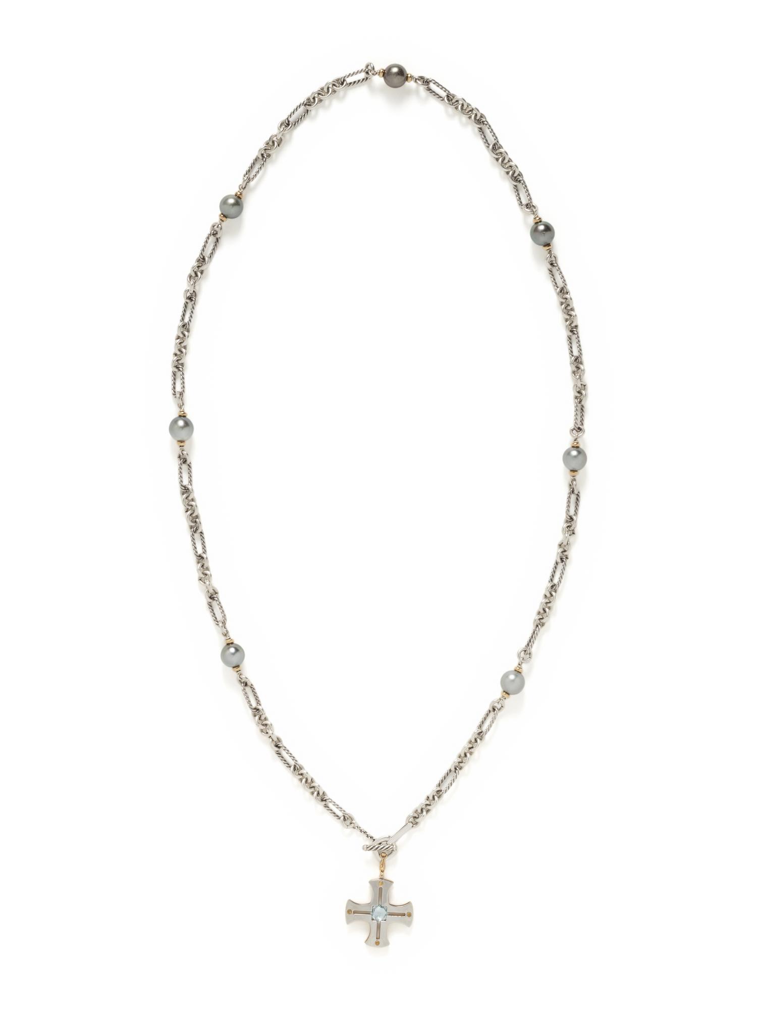 DAVID YURMAN, YELLOW GOLD, SILVER, AND CULTURED TAHITIAN PEARL BRACELET AND NECKLACE