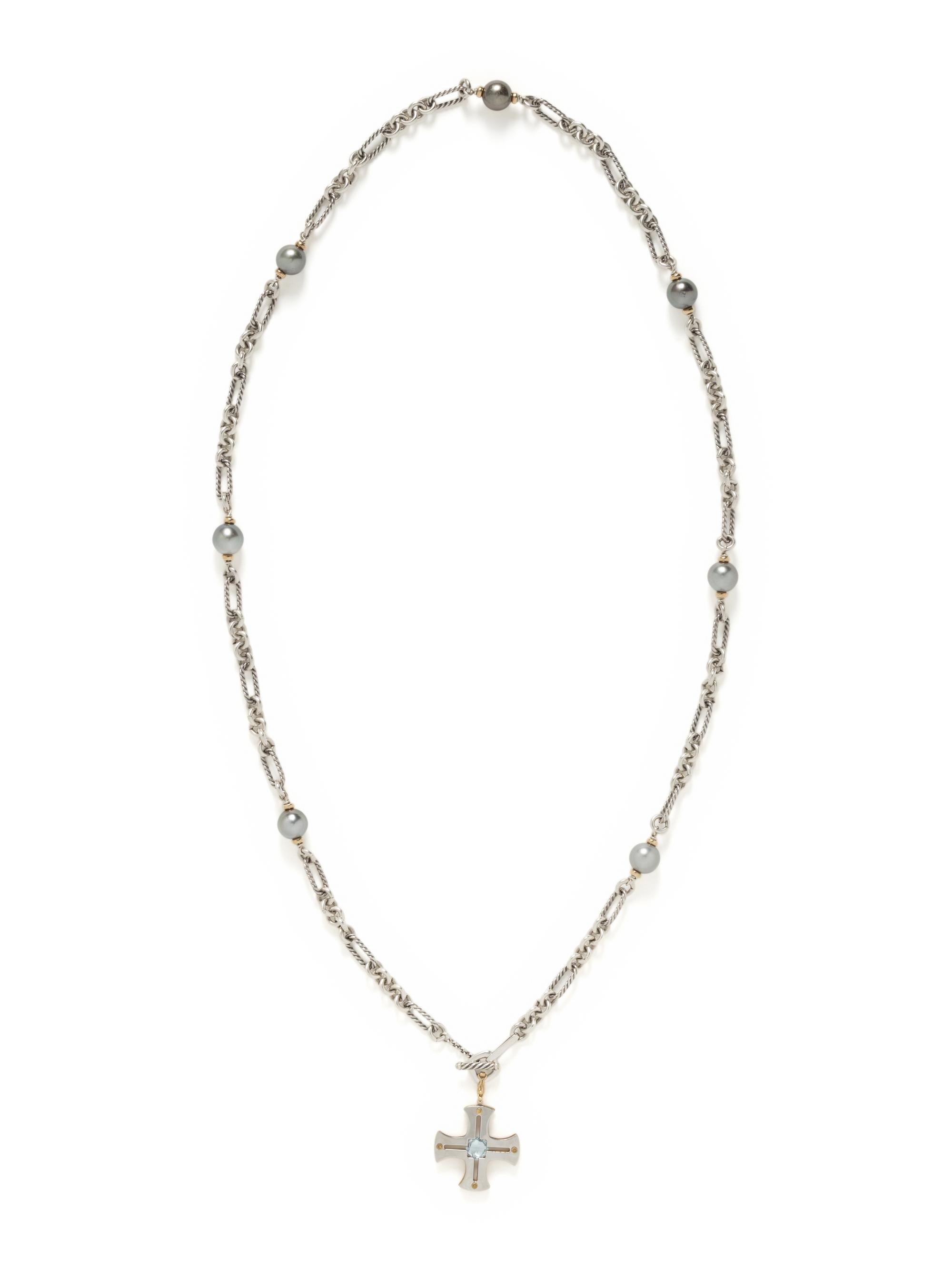 DAVID YURMAN, YELLOW GOLD, SILVER, AND CULTURED TAHITIAN PEARL BRACELET AND NECKLACE