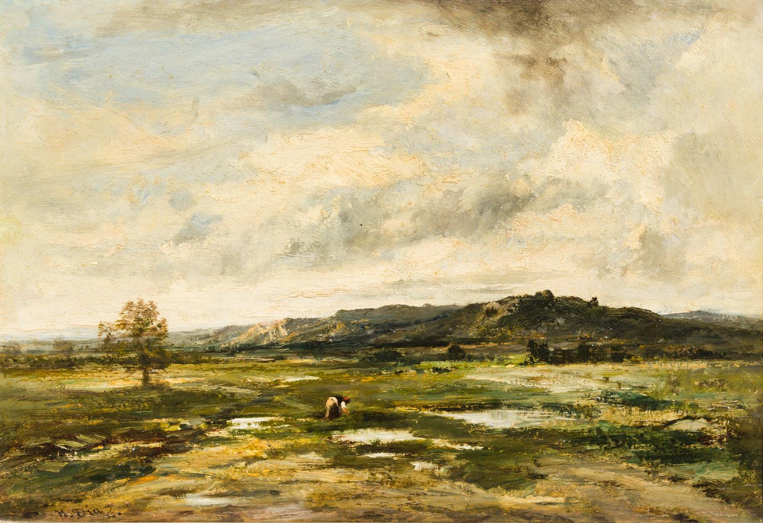 Narcisse Virgil Diaz de la Pena, (French, 1808-1876), Figure in a Pasture