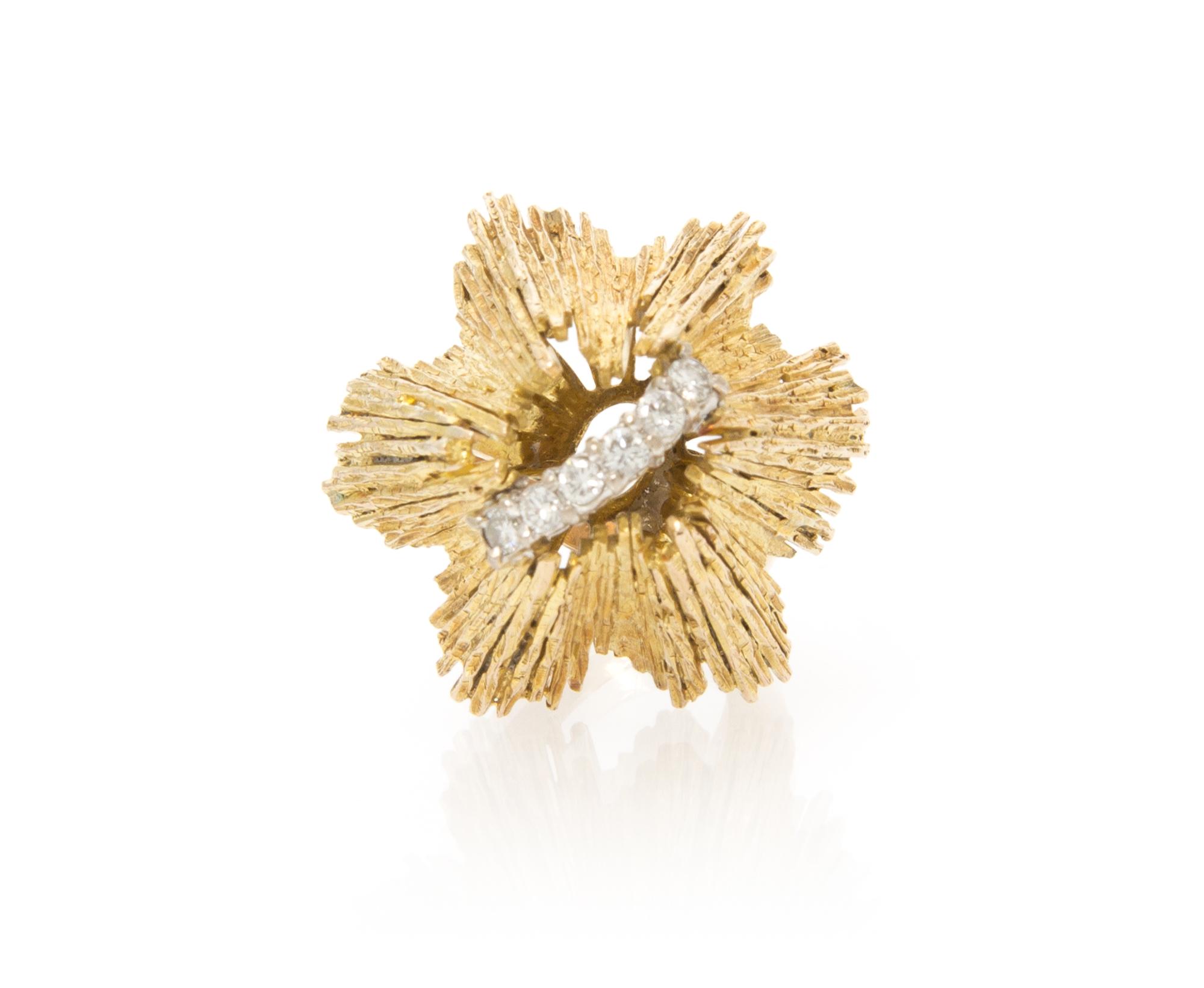 A 14 Karat Yellow Gold and Diamond Ring, 6.90 dwts.