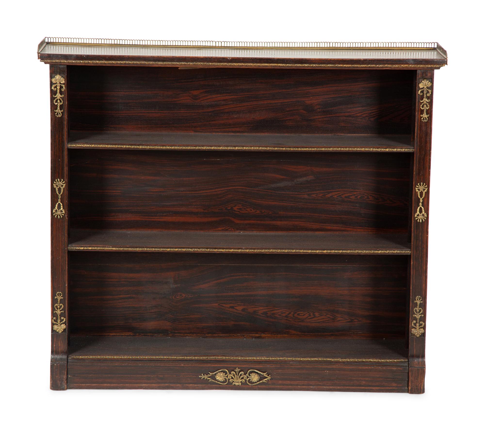 A French Empire Style Gilt Metal Mounted Rosewood Bibliotheque
