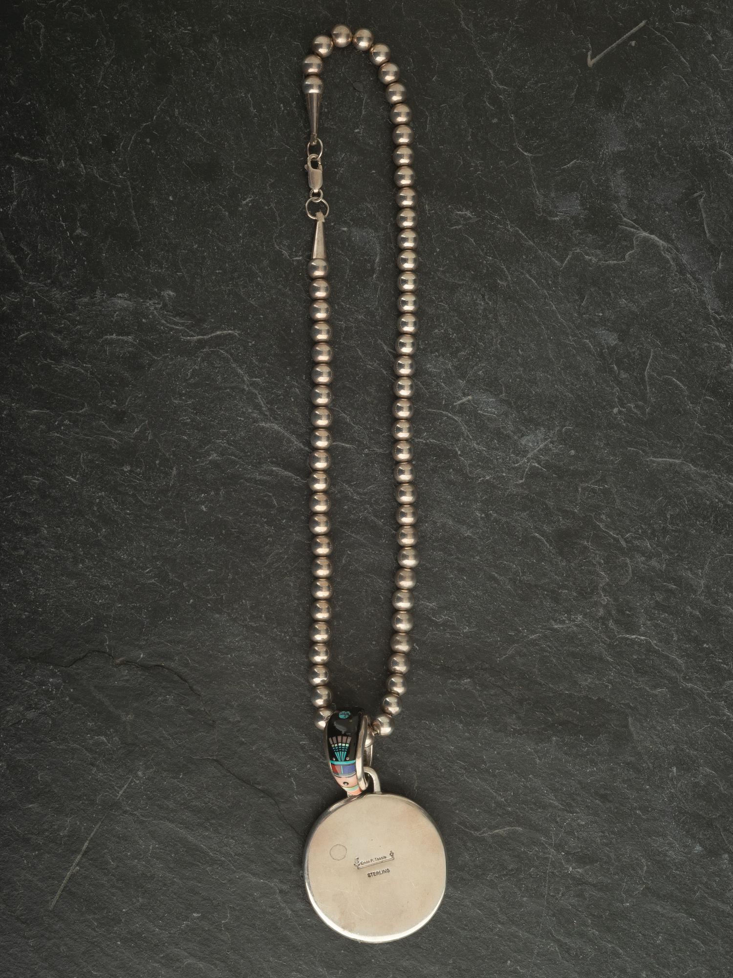 Sterling Silver and Micro Mosaic Inlay Necklace and Earring Set