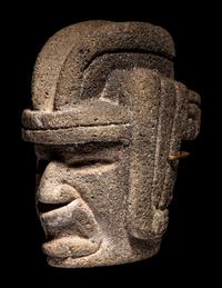A Veracruz Stone Hacha in the Form of a Warrior