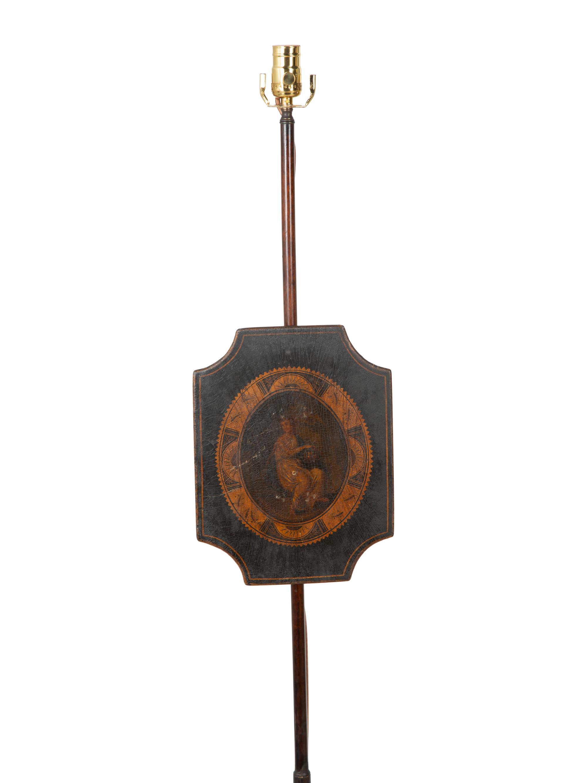 A Pair of English Painted Pole Screens — 19TH CENTURY