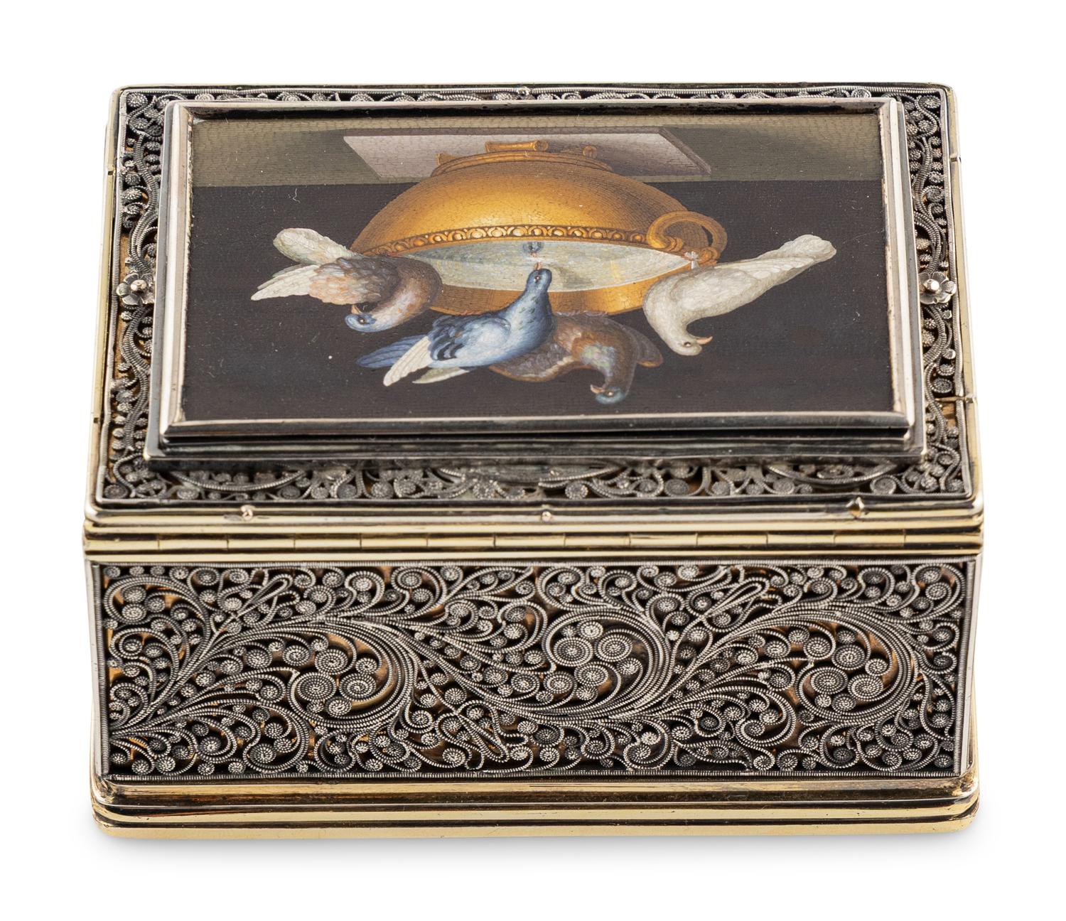 A Scottish Silver and Italian Micromosaic-Inset Snuff Box