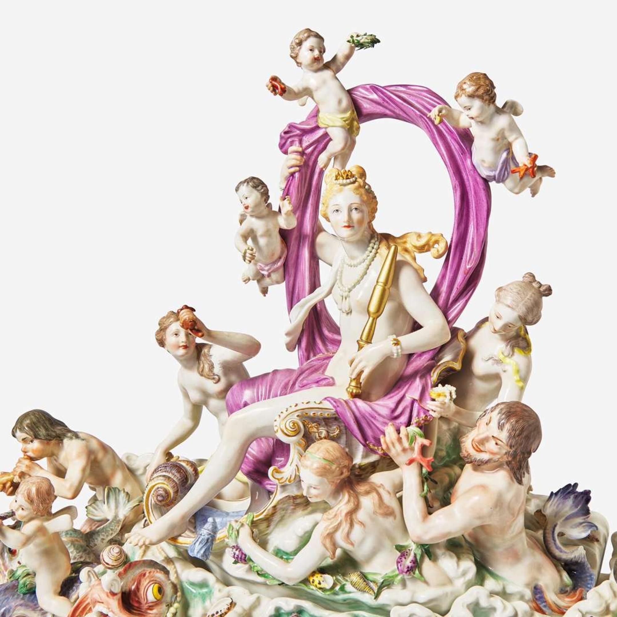 A large Meissen porcelain figural group The Triumph of Amphitrite, post 1815