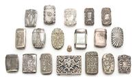 A Collection of Silver and Silvered Metal Vesta Cases, Various Makers, comprising 17 vesta cases, together with a Continental silver co