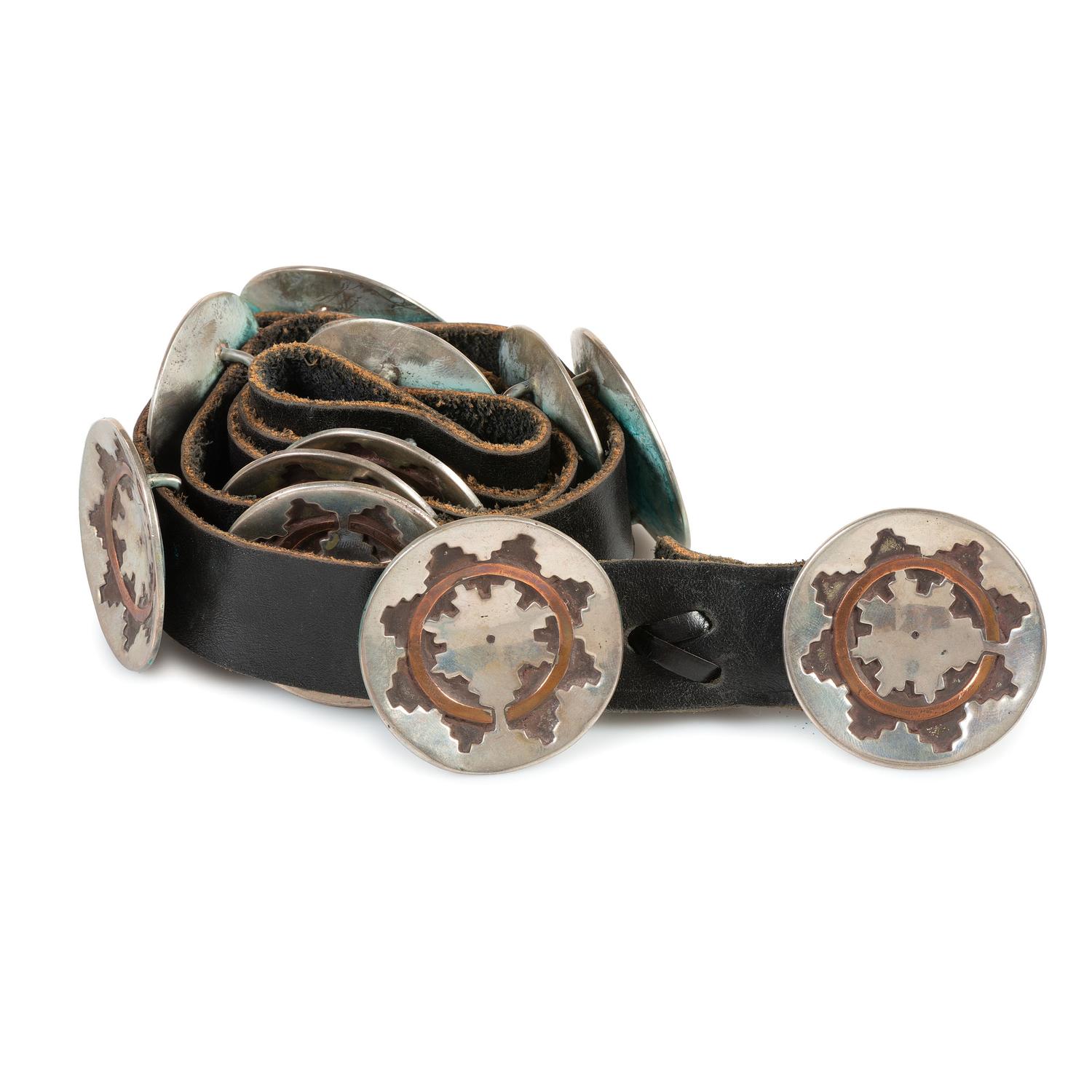 Navajo Silver and Copper Wedding Basket Concha Belt