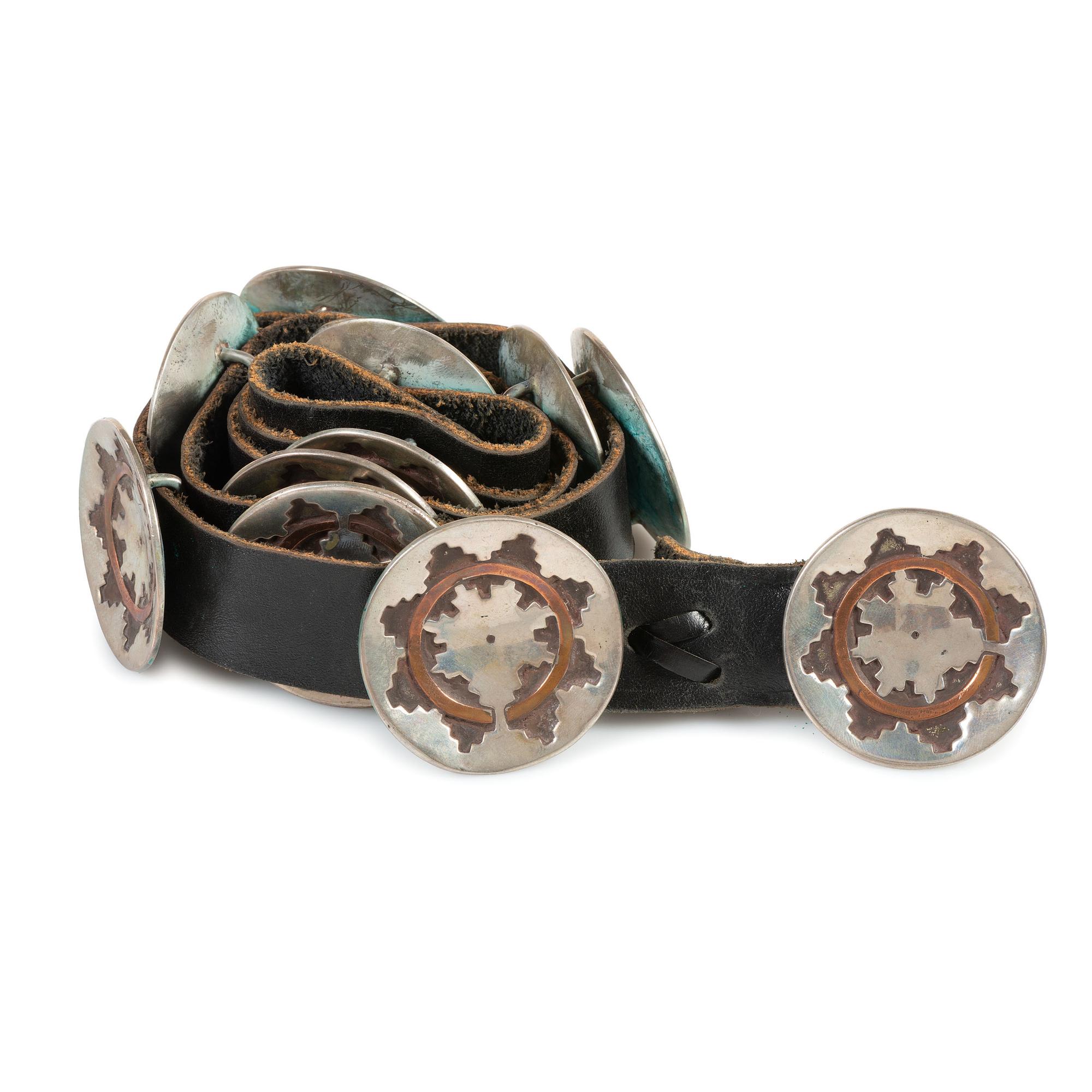 Navajo Silver and Copper Wedding Basket Concha Belt