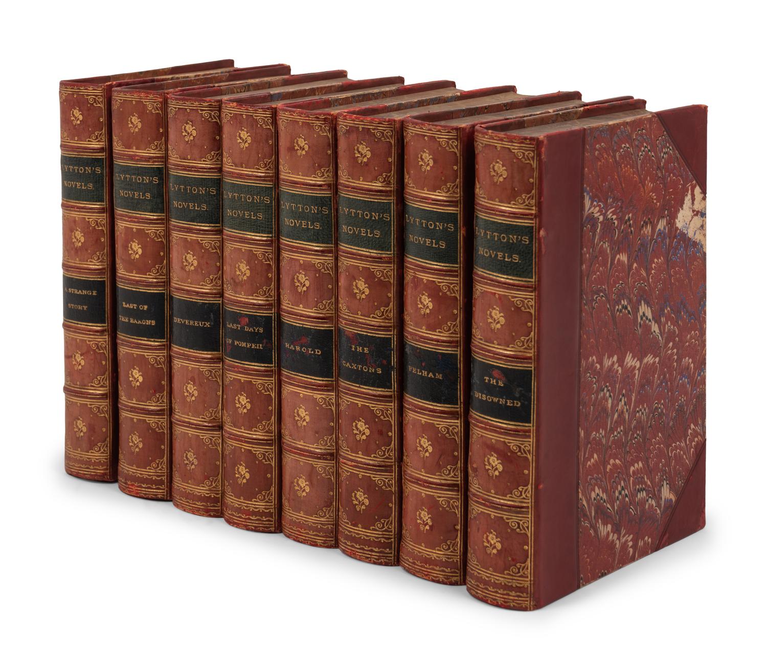 A Set of Eight Leather Bindings of Works by Edward Bulwer-Lytton