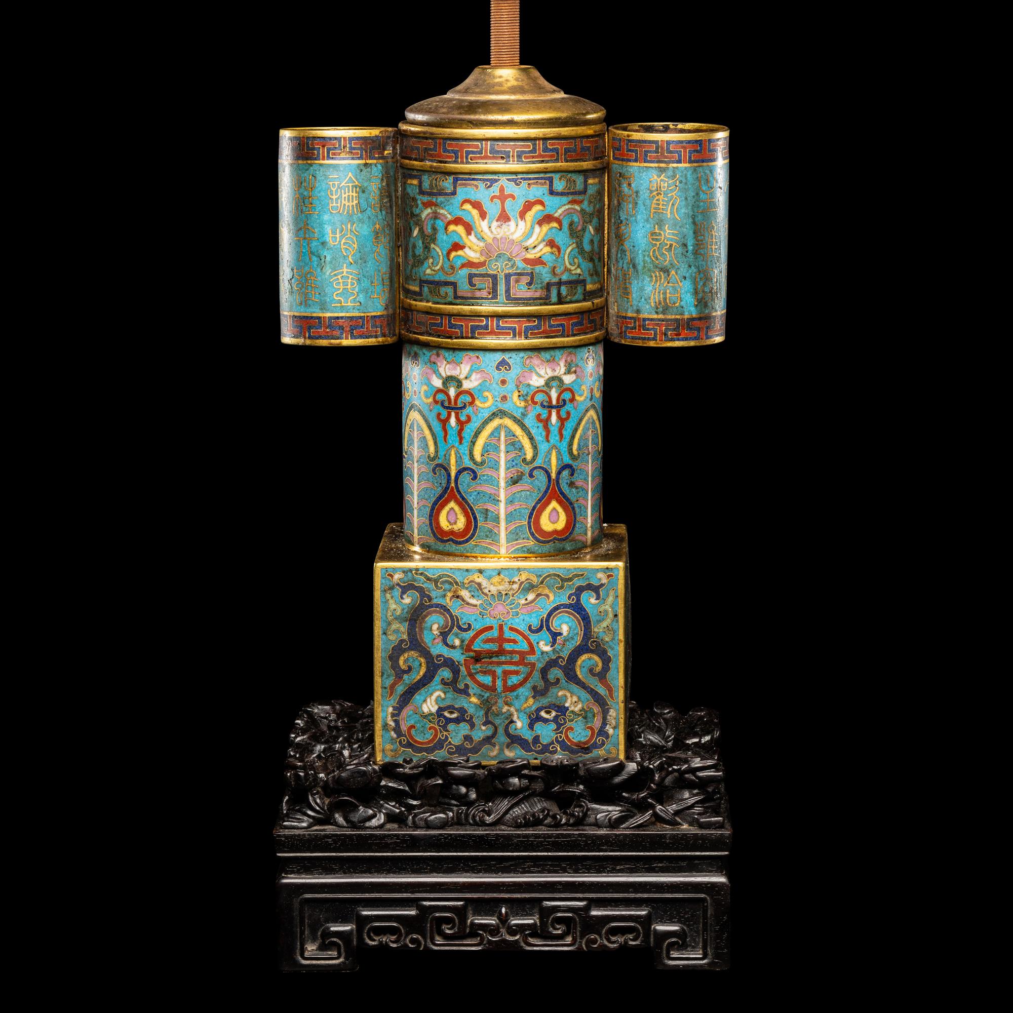 A Chinese Cloisonné Enamel 'Arrow' Vase 掐絲琺琅四方投壺