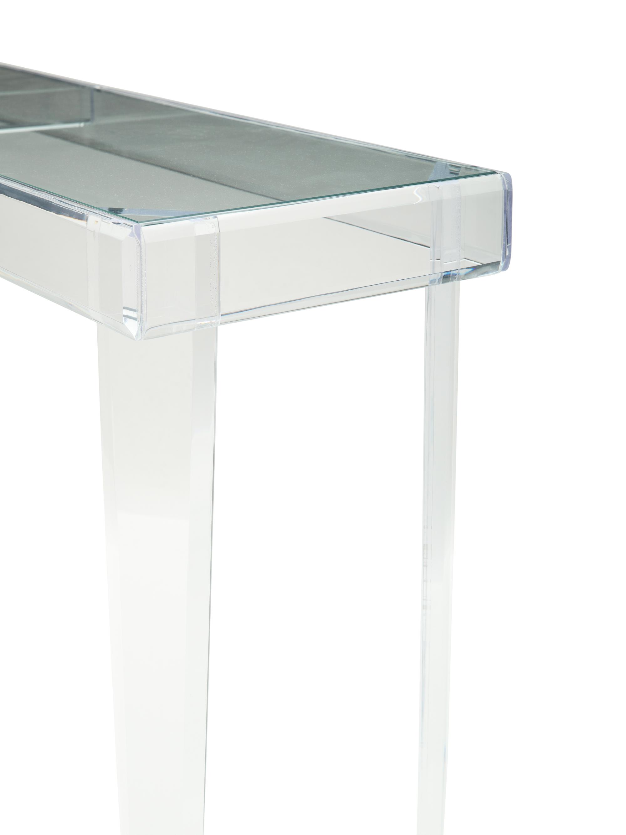 An Acrylic and Glass Top Console Table