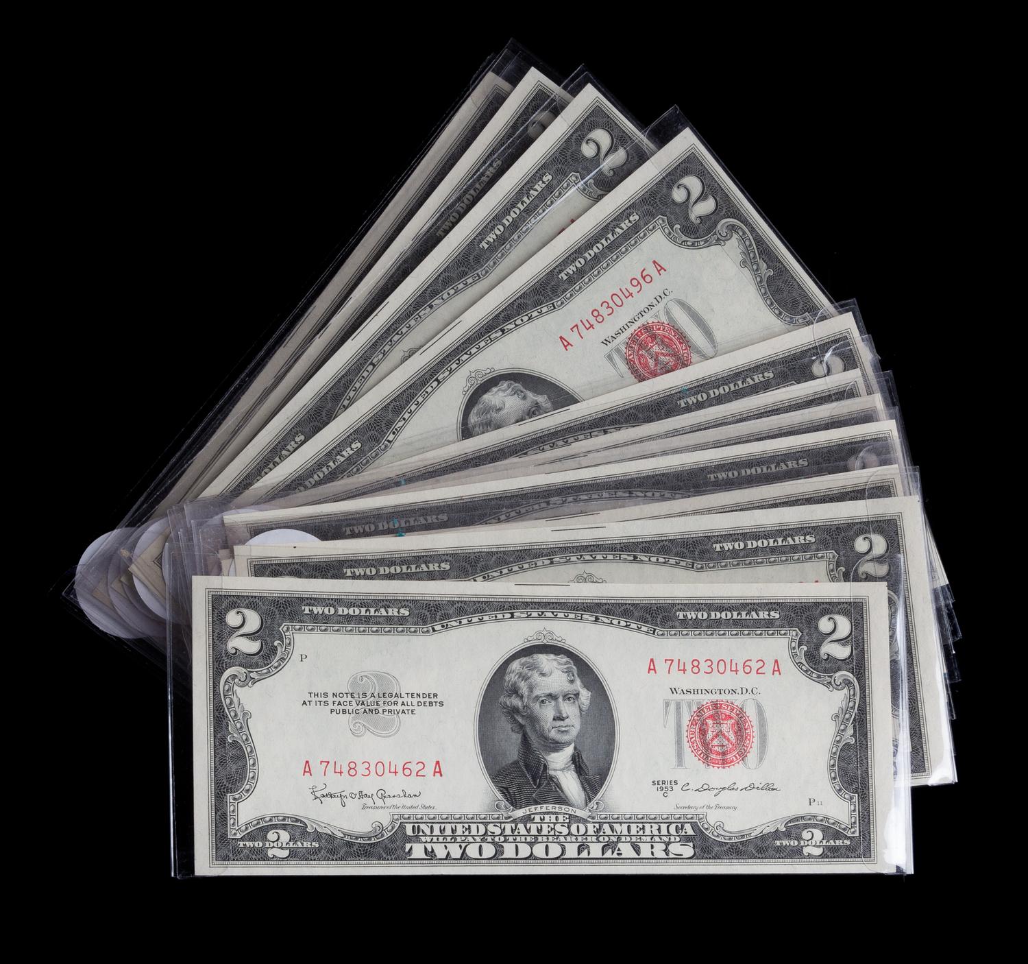 A Group of Fifteen 1953C $2 Legal Tender Notes