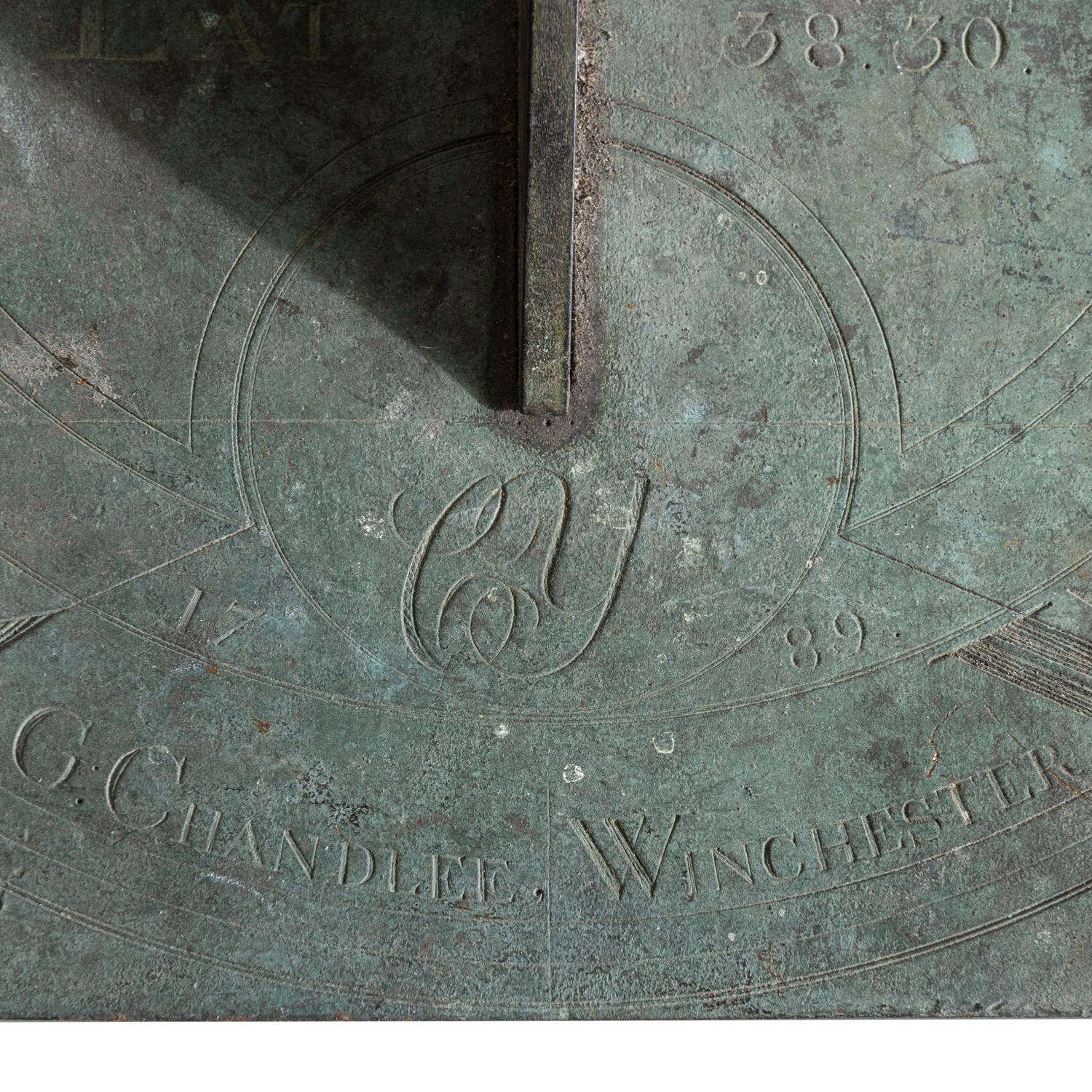 A Rare Goldsmith Chandlee (1751-1821) Engraved Brass Sundial