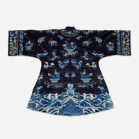 A Chinese embroidered silk lady's robe 刺绣女装长袍氅衣 Qing Dynasty with later tailoring ? ???????