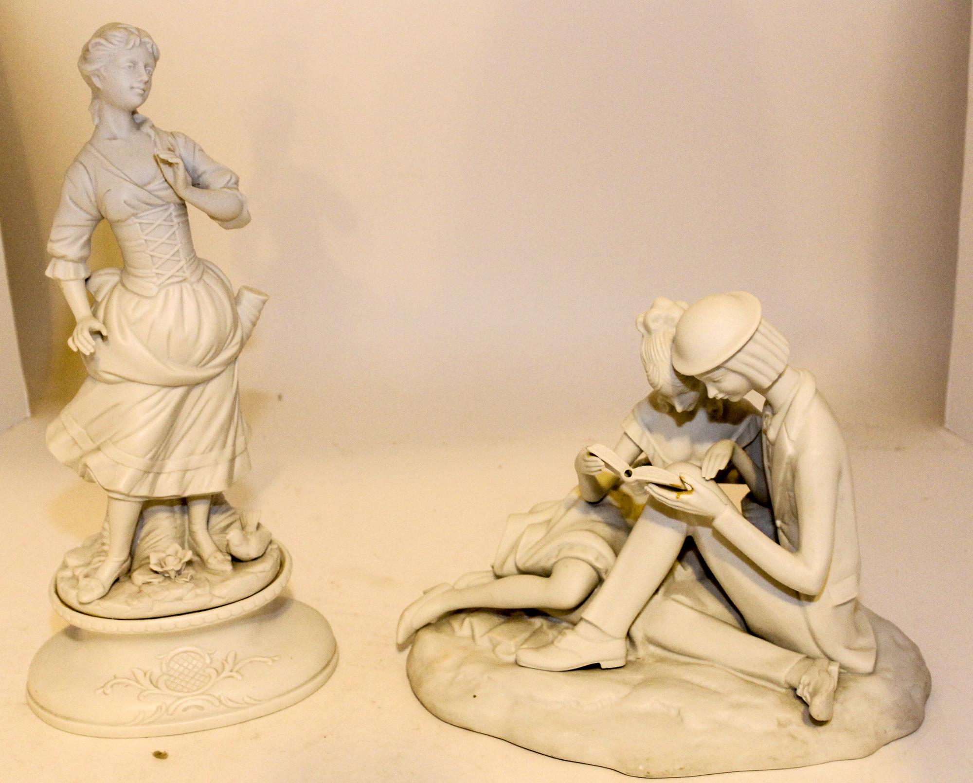 Two Bisque Porcelain Figures Height of tallest 14 1/4 inches. — SECOND HALF 20TH CENTURY