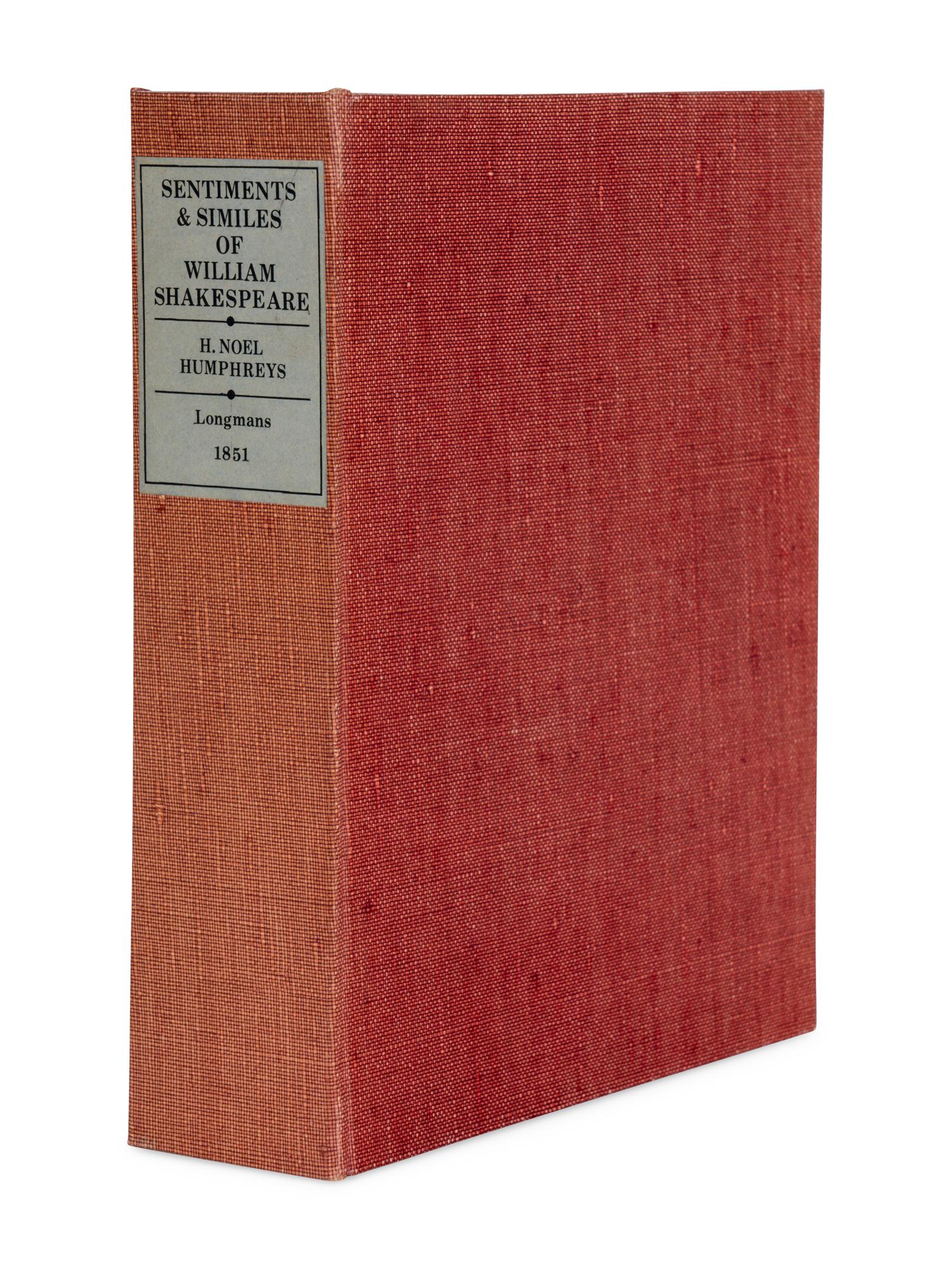 [BINDING - VICTORIAN]. HUMPHREYS, Henry Noel (1810-1879). Sentiments and Similes of William Shakespeare. London: Longman, Brown, Green, and Longman, 1851.