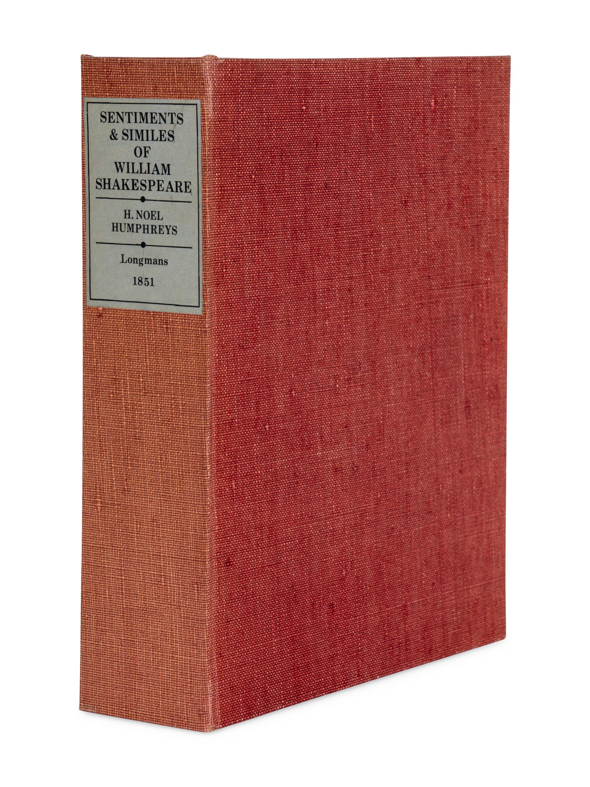 [BINDING - VICTORIAN]. HUMPHREYS, Henry Noel (1810-1879). Sentiments and Similes of William Shakespeare. London: Longman, Brown, Green, and Longman, 1851.