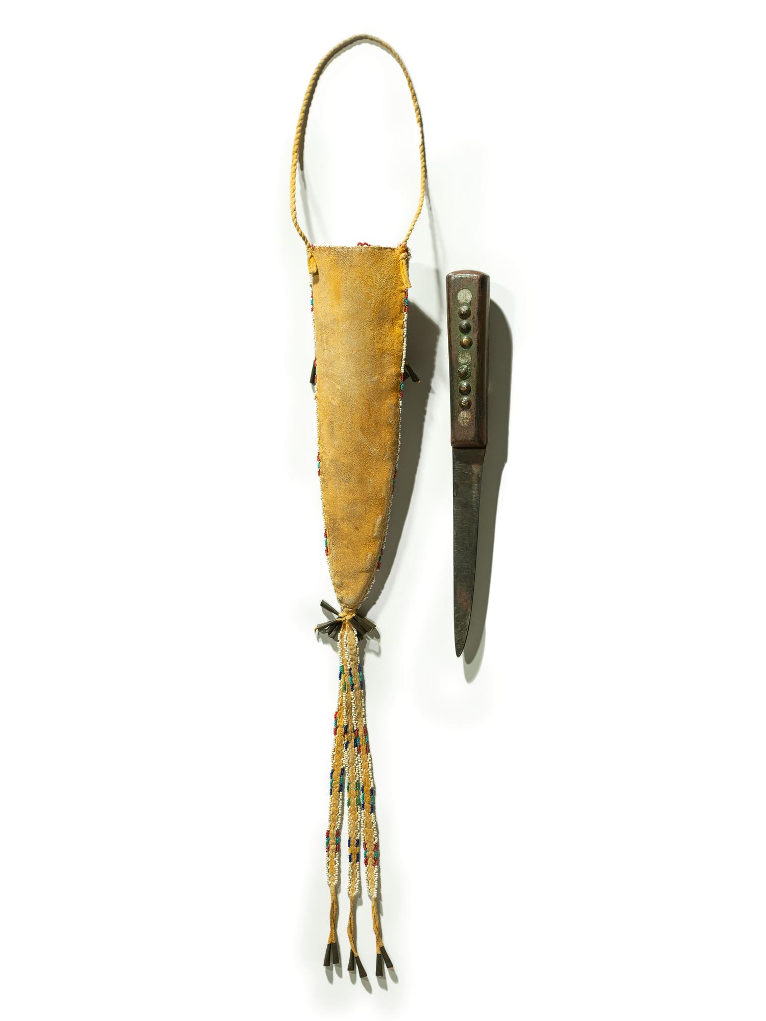 Cheyenne Beaded Hide Knife Sheath, with Dragonflies