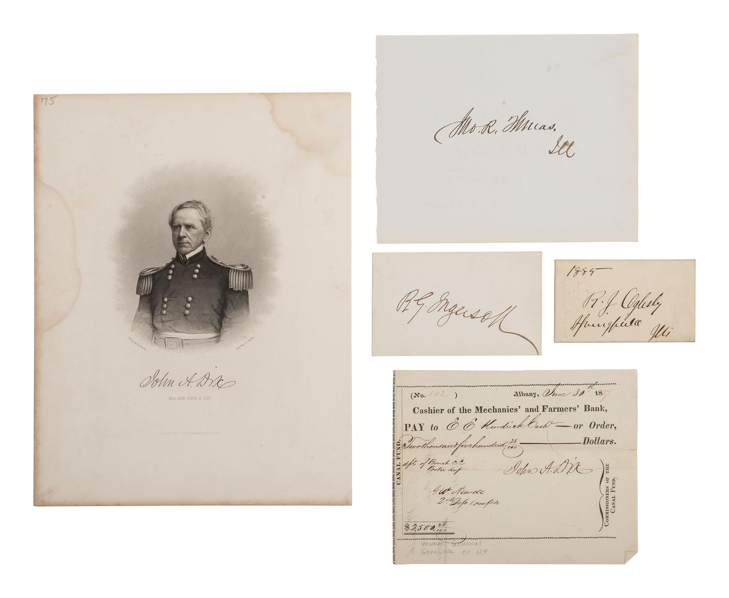 [AUTOGRAPHS]. Signatures of 19th-century American military and political figures.