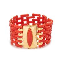 YELLOW GOLD AND CORAL BRACELET