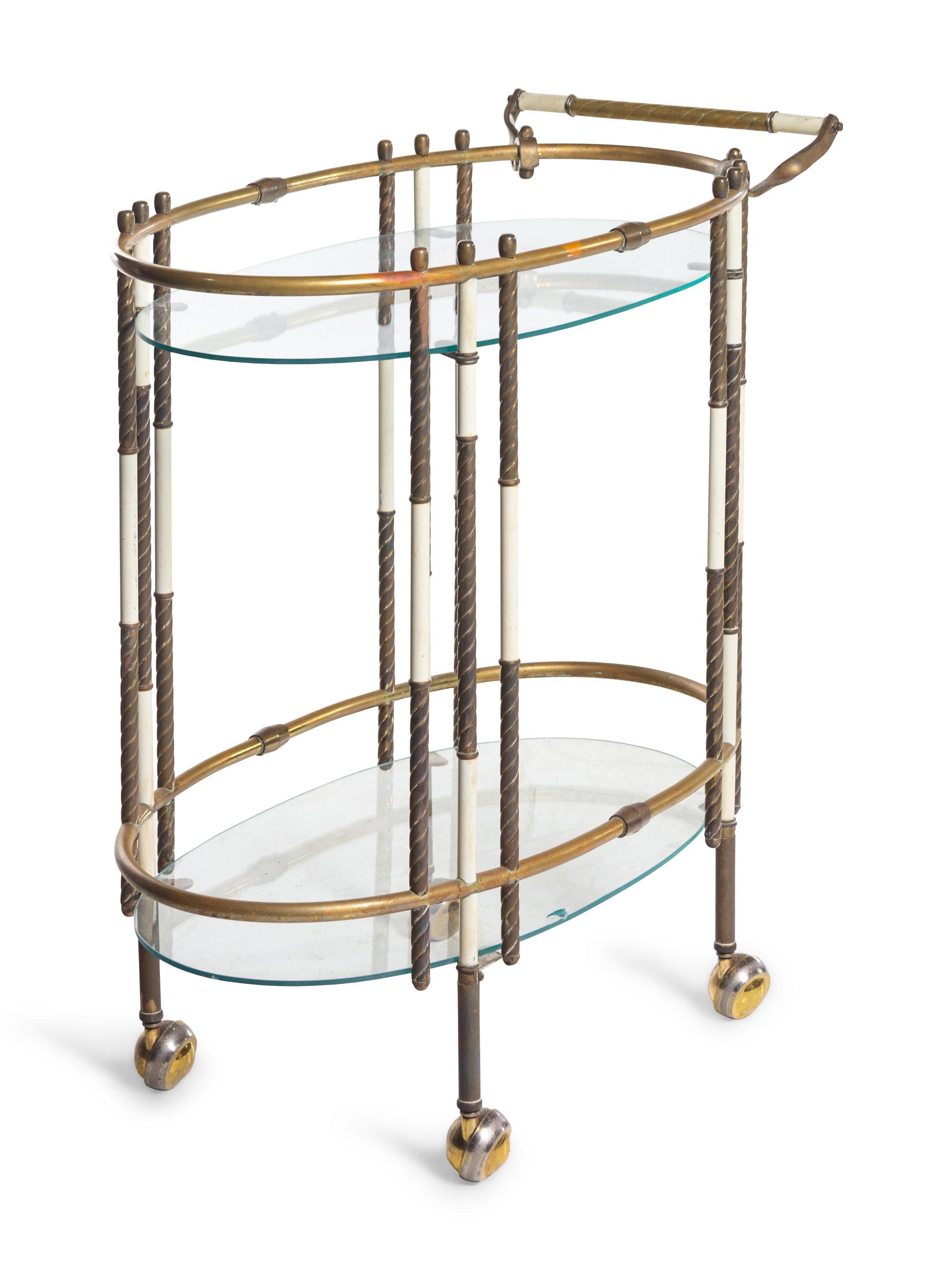 An Art Deco Brass and Glass Bar Cart