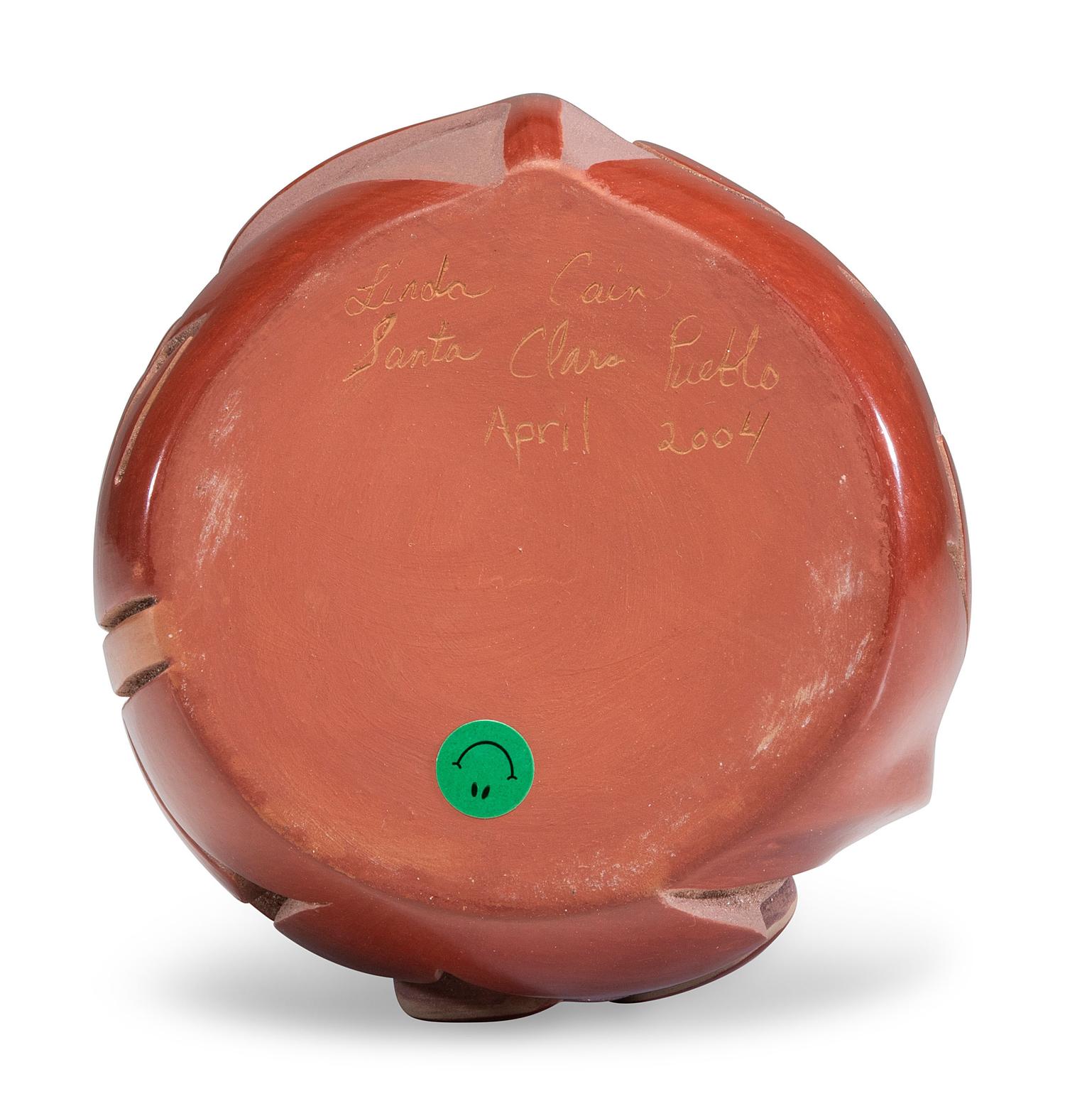 Red and Sienna Carved Pottery Vase