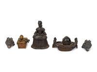 Five Continental Figural Inkwells