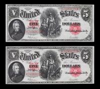 Two United States 1907 $5 Legal Tender Notes