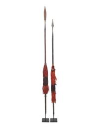 Two Naga Wood and Metal Spears