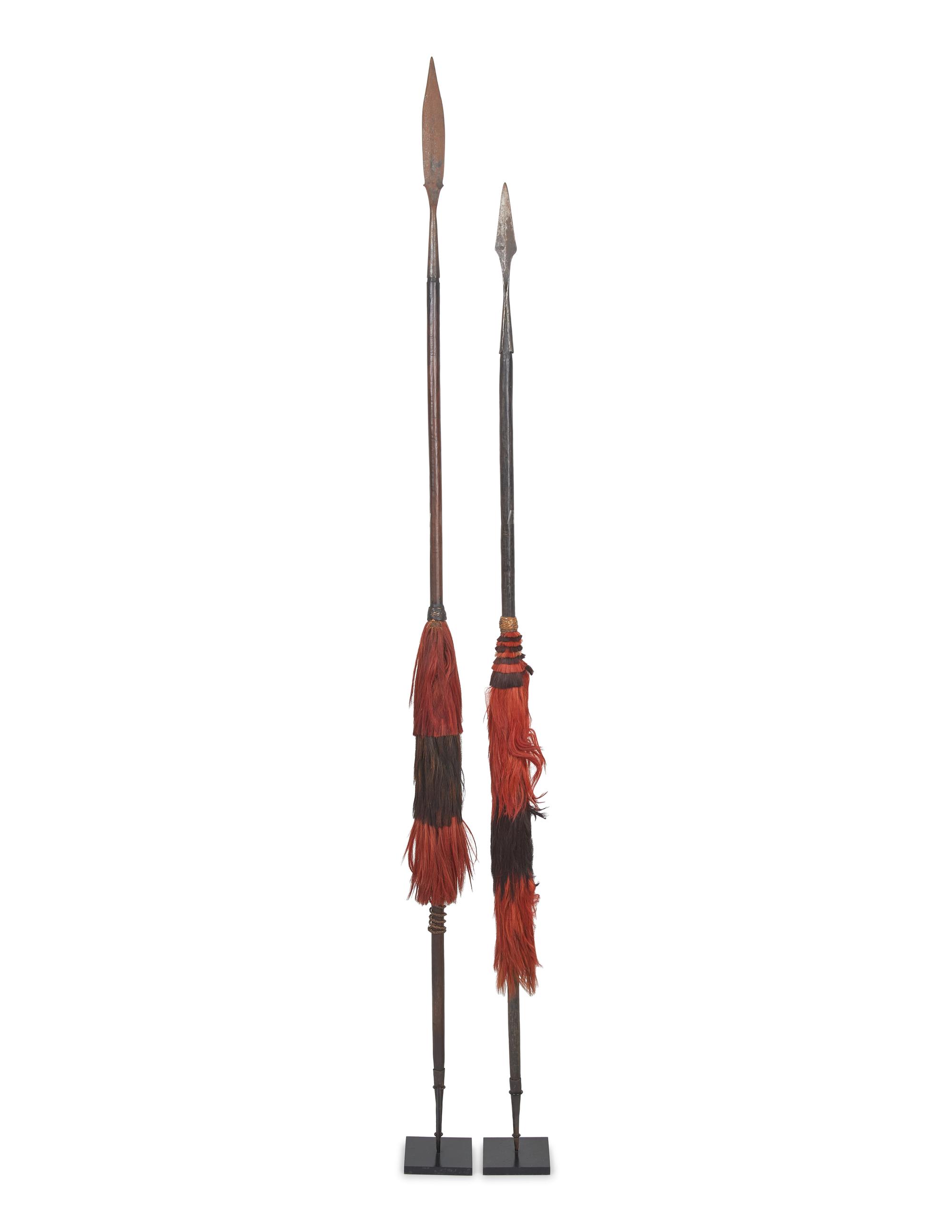 Two Naga Wood and Metal Spears