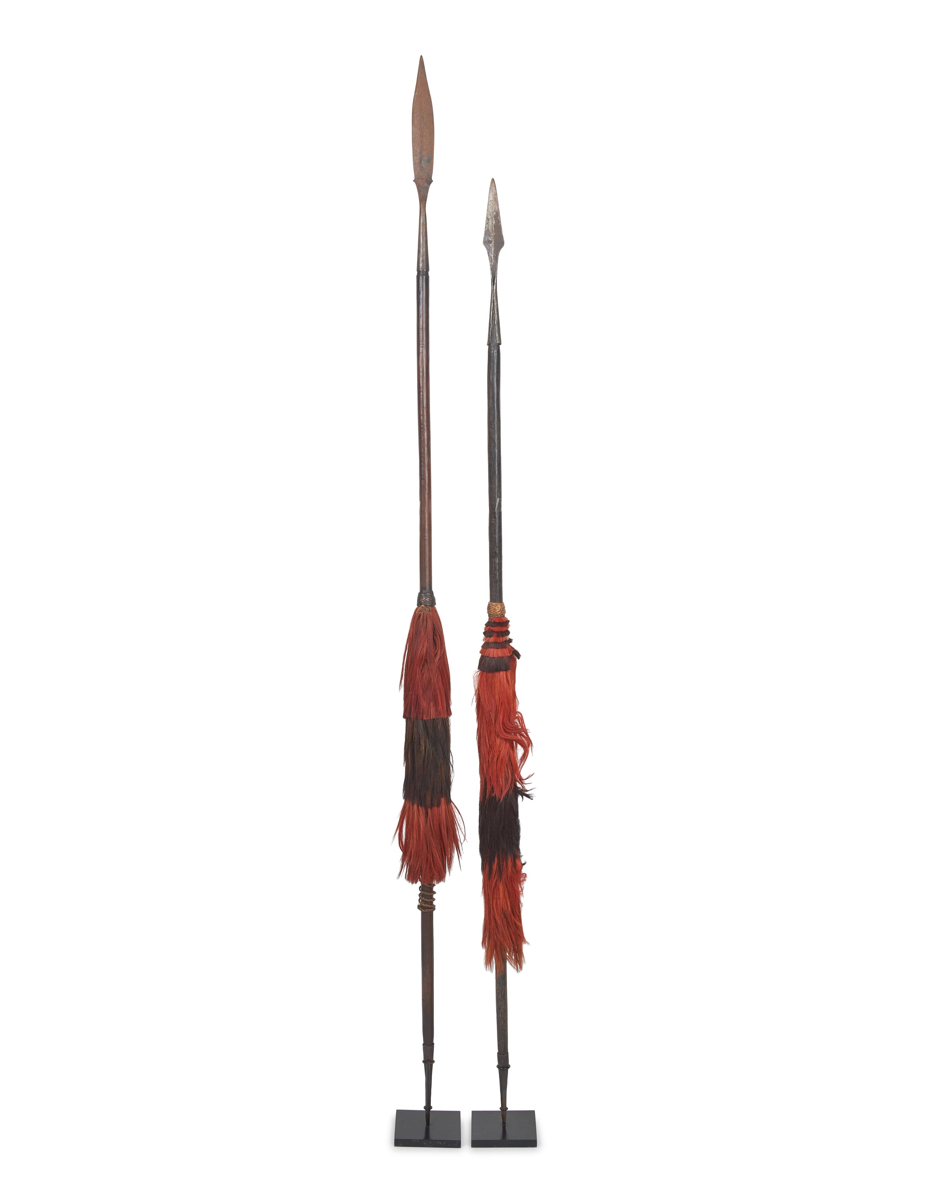 Two Naga Wood and Metal Spears