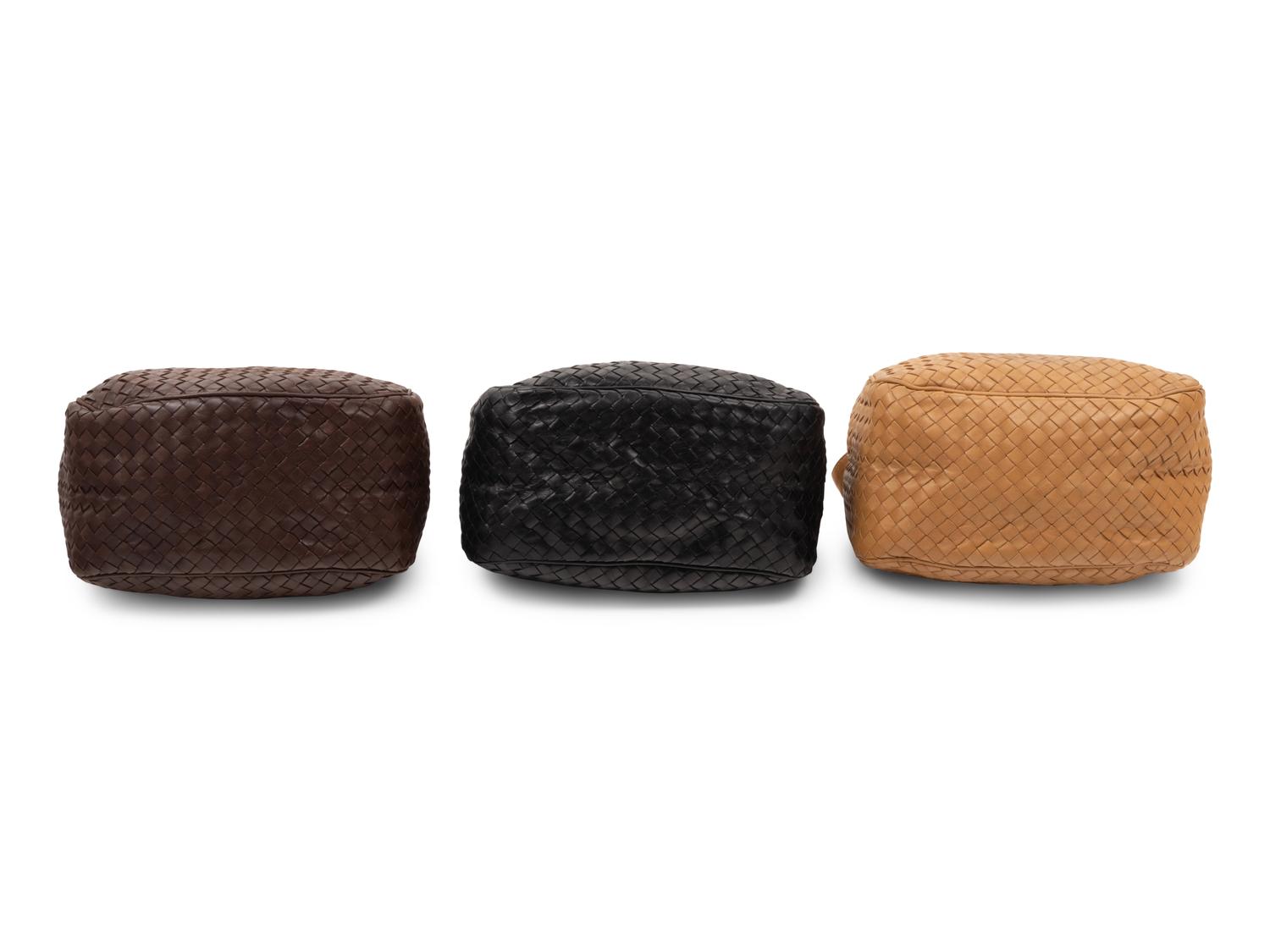 Three Bottega Veneta Leather Intrecciato Bucket Bags