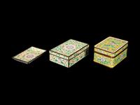 Three Chinese Yellow Ground Painted Enamel Articles